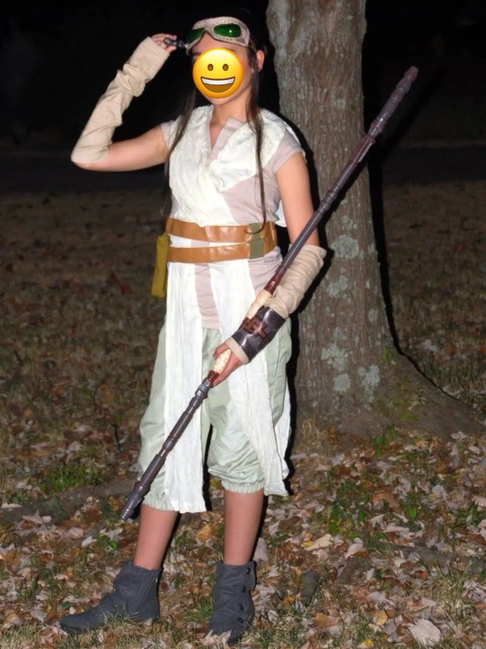 Star Wars Force Awakens REY Disney Store costume PLUS goggles and staff!